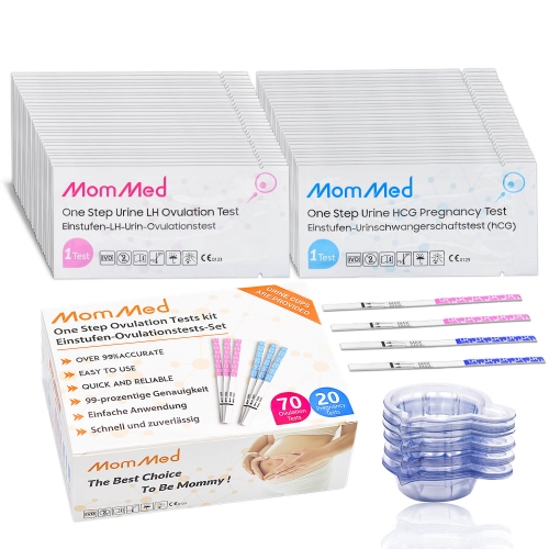 Bandelettes de test d'ovulation et de grossesse, kit de prédiction d'ovulation facile à domicile comprenant 20 tests de grossesse, 70 bandelettes de t
